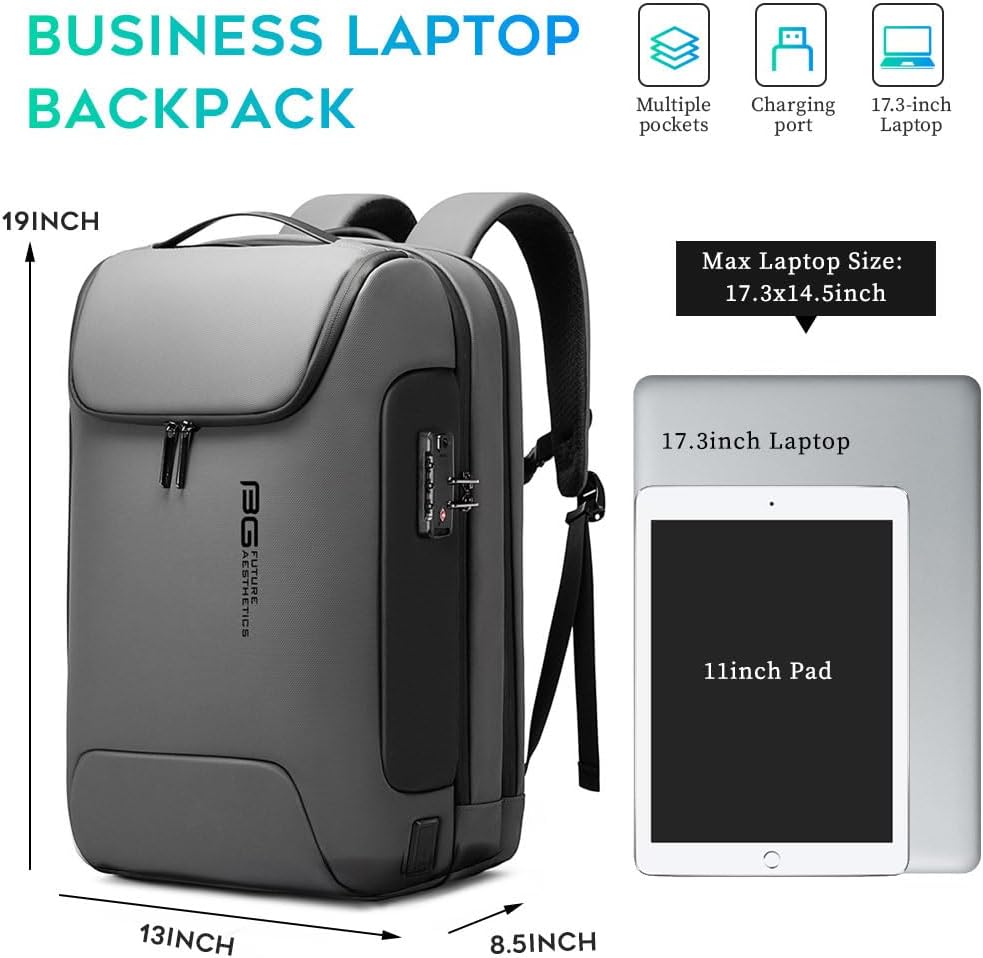 BANGE Anti Theft Backpack With TSA Lock,Waterproof Backpacks With YKK Zipper, High Tech Business Backpack For Men And Women, Laptop Backpack Fits For 17.3 Inch Notebook… - Image 4