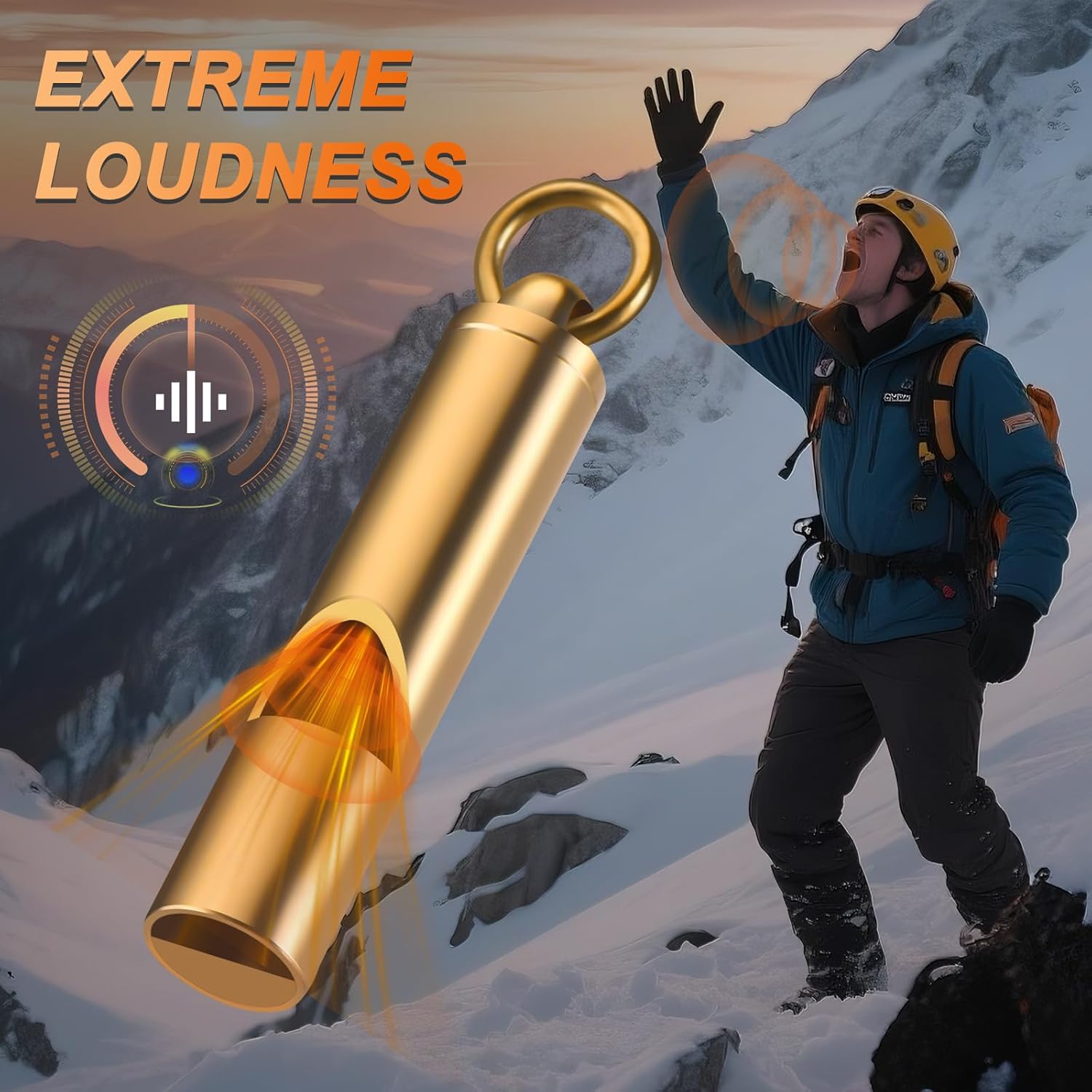 Brass Emergency Whistles 2 Pack with Tangle-Free Lanyard - Pealess Safety Whistle Survival Loud Blast for Kayak Life Vest, Boating, Camping Hiking, Hunting, Adults - Image 2