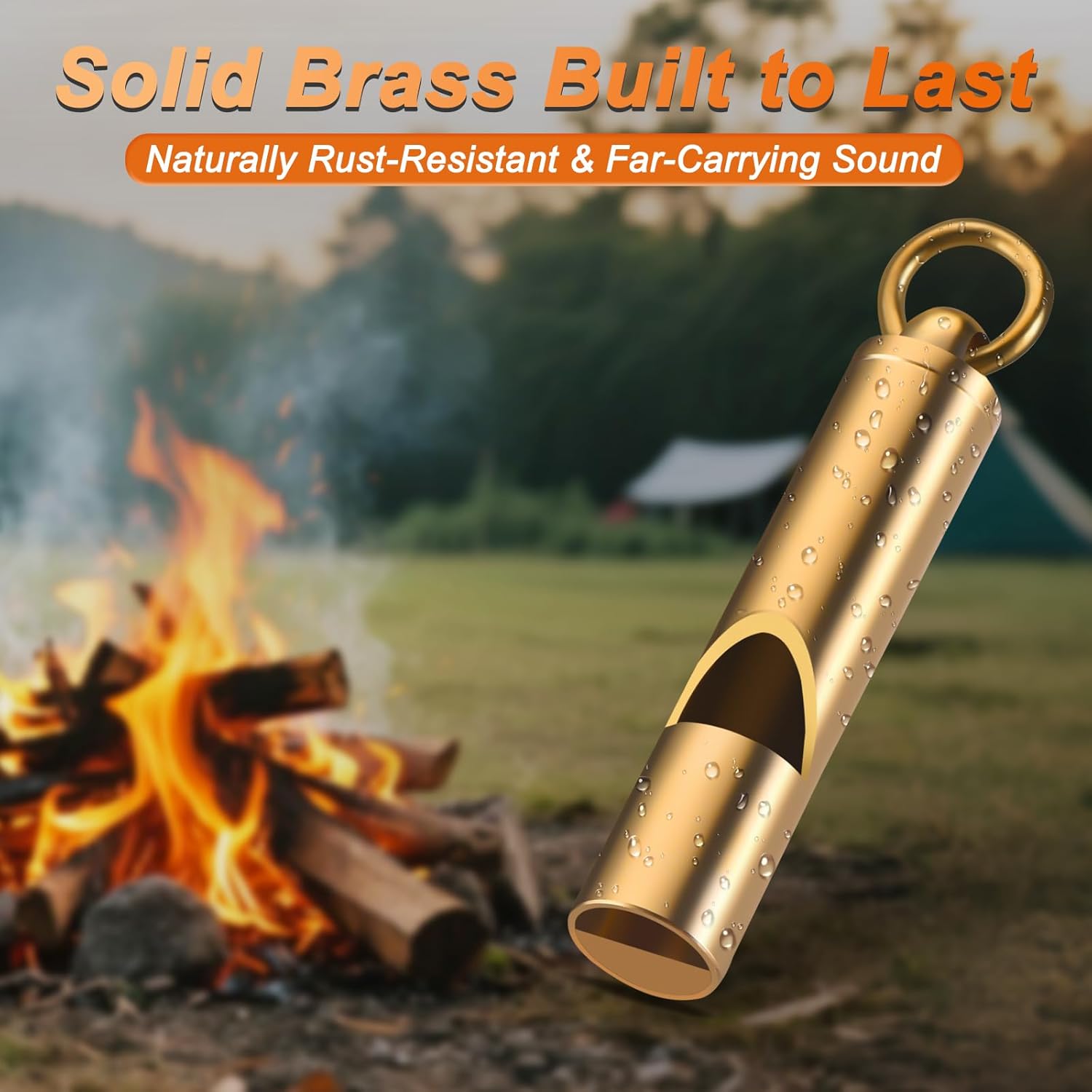 Brass Emergency Whistles 2 Pack with Tangle-Free Lanyard - Pealess Safety Whistle Survival Loud Blast for Kayak Life Vest, Boating, Camping Hiking, Hunting, Adults - Image 3