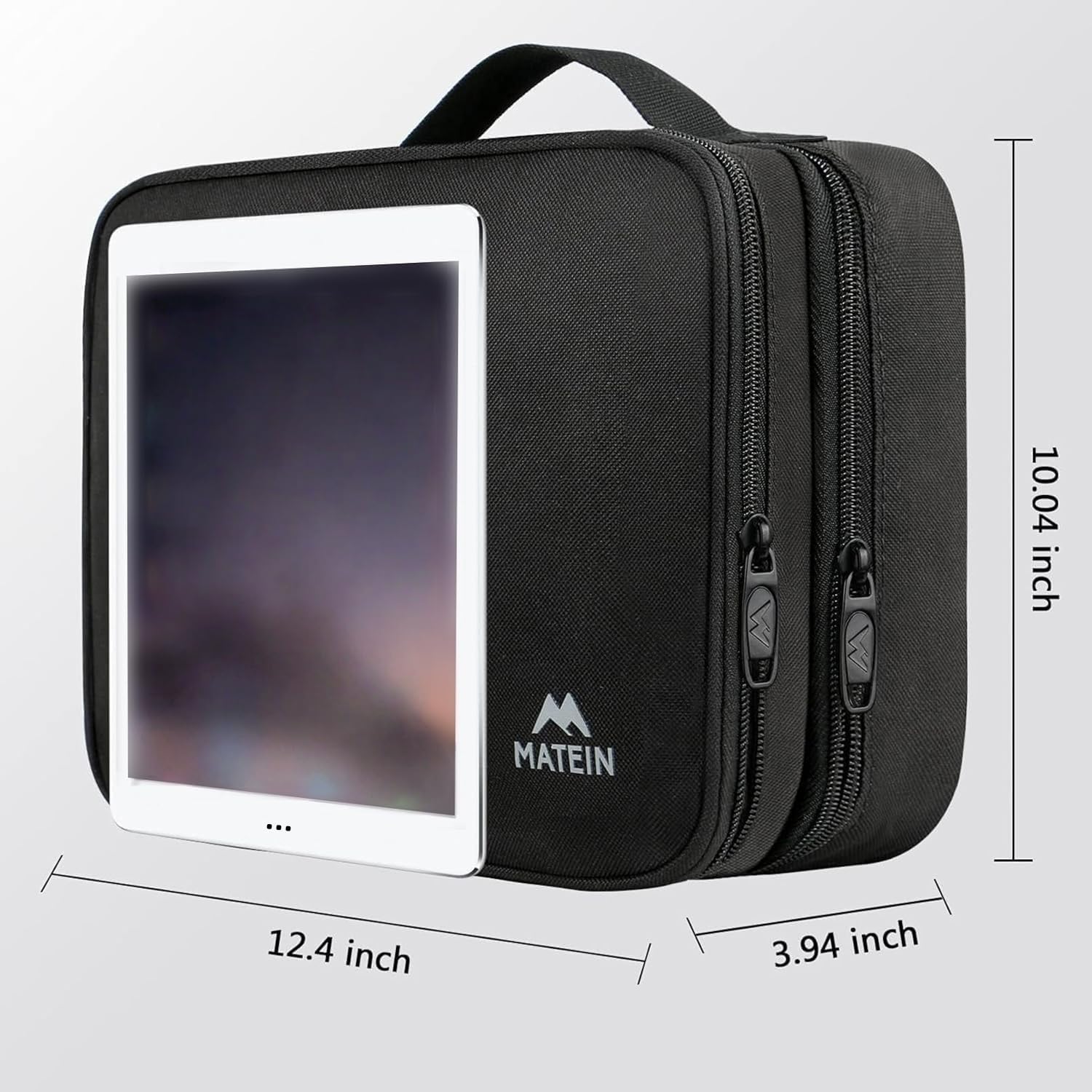 MATEIN Cable Organizer Bag, Large Travel Storage Bag Sturdy Tool Case with Handle for Phone Cord Electronics Accessories, Carrying Case for Tablet (Up to 12.9inch), Powerbank, Hard Drive, Black - Image 8